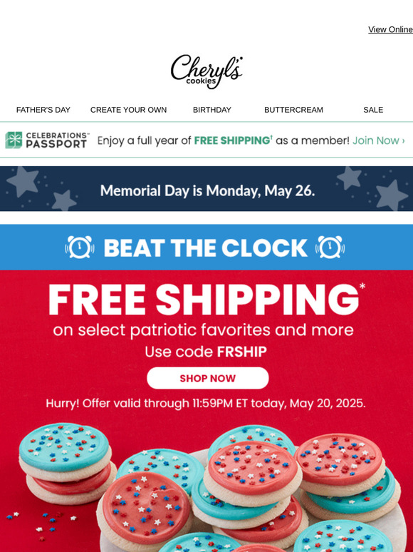 Beat. The. Clock. Free shipping on frosted treats until midnight!