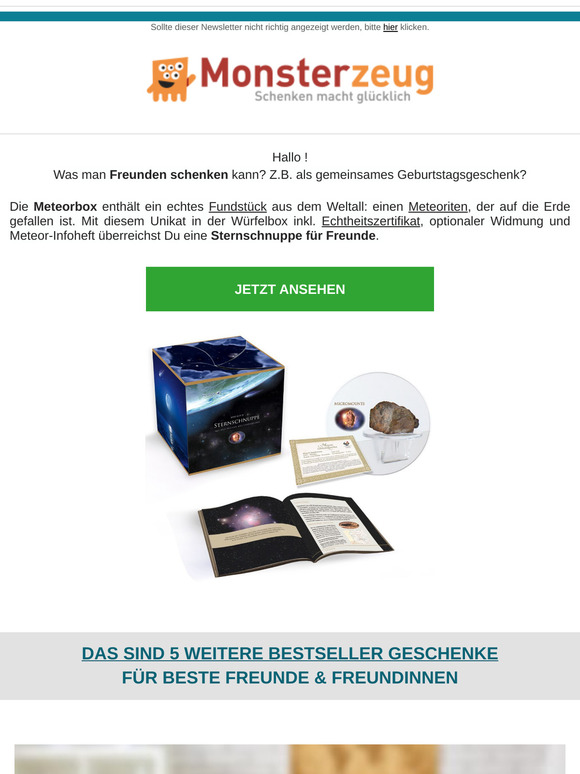 Sternschnuppe für Freunde - Meteorbox!! Echtes Fundstück aus dem All verschenken!!