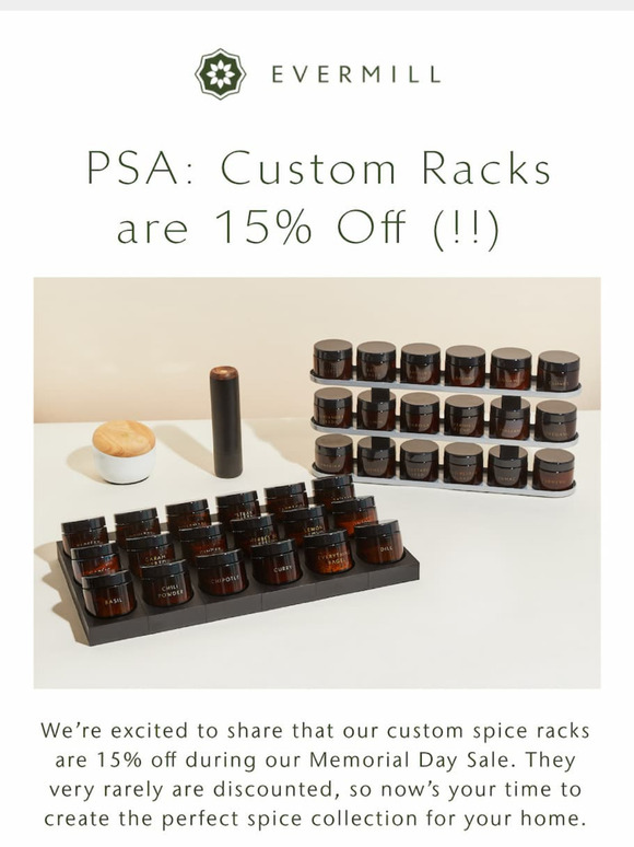 Our Custom Spice Racks are rarely on sale...