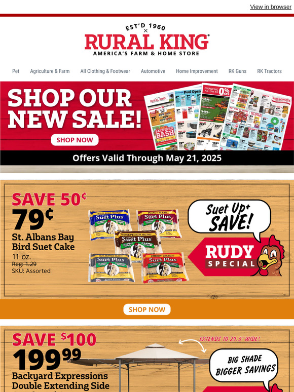 Great Deals to get You Outside! Like All Grills on Sale thru End of Day Today!