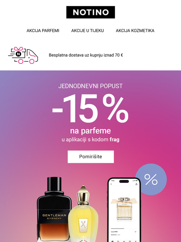 Samo danas! -15 % na najljepše parfeme