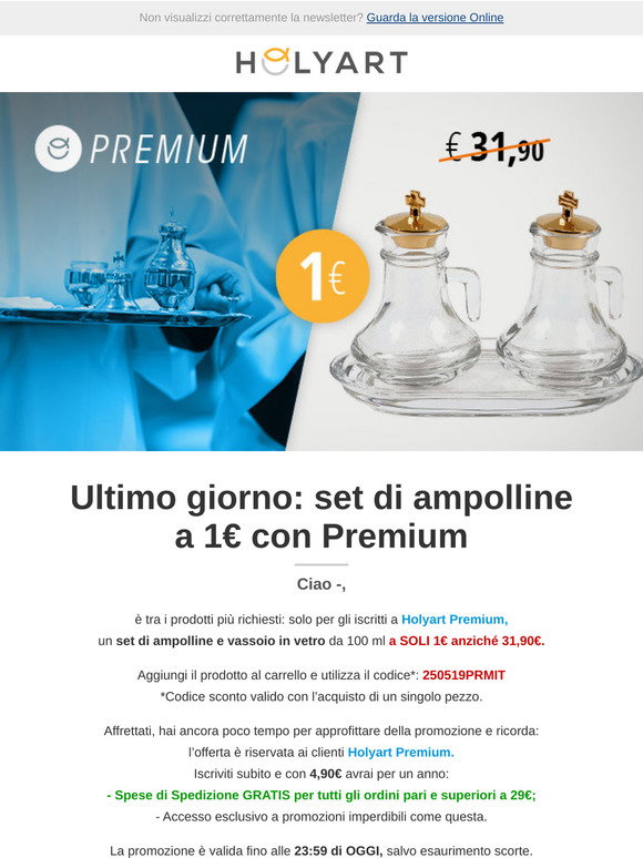 Ampolline In Vetro Con Vassoio In Ottone Dorato Holyart, Capacità 100 Ml, Altezza 12 Cm, Set Per Oli Sacri O Profumi