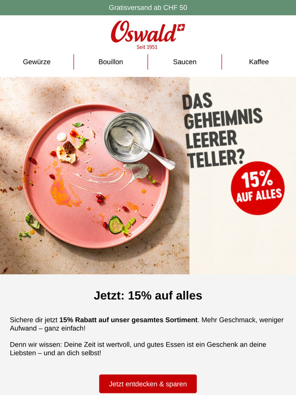 15% auf alles & mehr Geschmack auf dem Teller! 😋