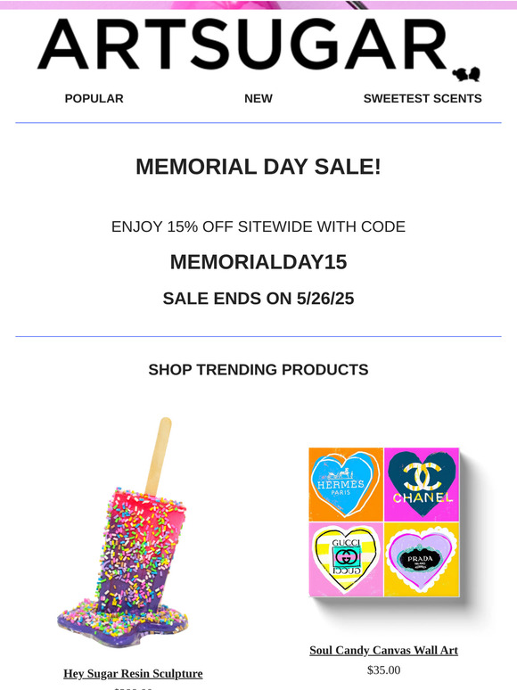 15% Off Site-Wide Through May 26😀