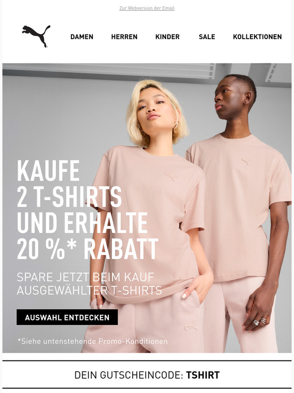 Kaufe 2 T-Shirts und erhalte 20 % Rabatt* auf beide
