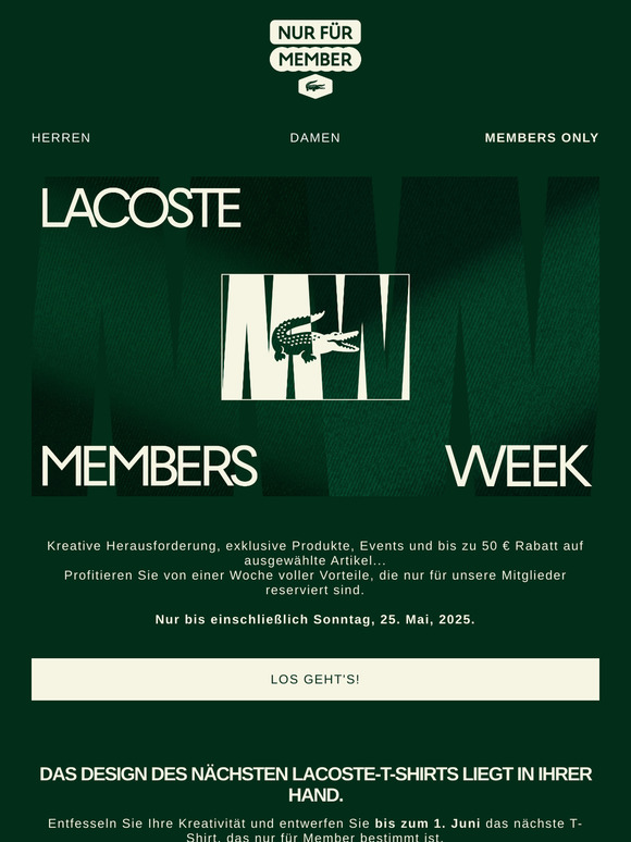 Lacoste Members Week: nicht verpassen!