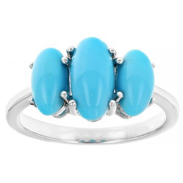 Blue Sleeping Beauty Turquoise Rhodium Over Sterling Silver Ring