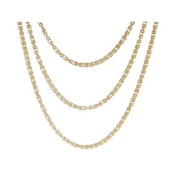White Crystal Gold Tone Triple Strand Graduated Byzantine Necklace