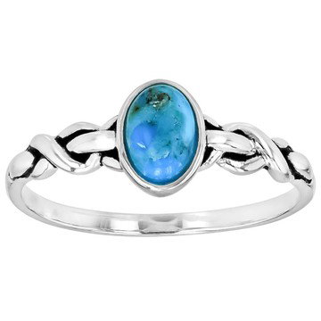 Blue Composite Turquoise Sterling Silver Solitaire Ring