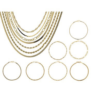 Gold Tone Multi-Chain & Bracelet Set of 14