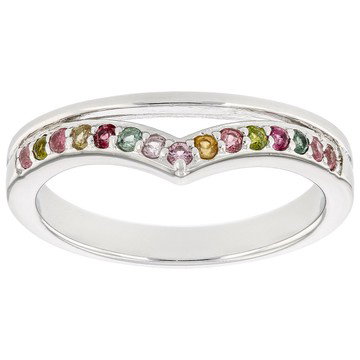 Multi-Tourmaline Rhodium Over Sterling Silver Ring 0.20ctw