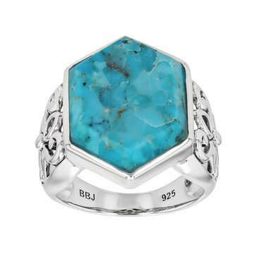 Blue Turquoise Sterling Silver Solitaire Ring