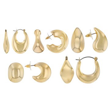 Gold Tone Set of 5 Hoop Earrings