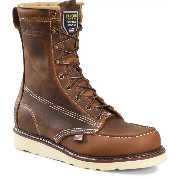 Shop Amp USA 8" Moc toe work boot in brown