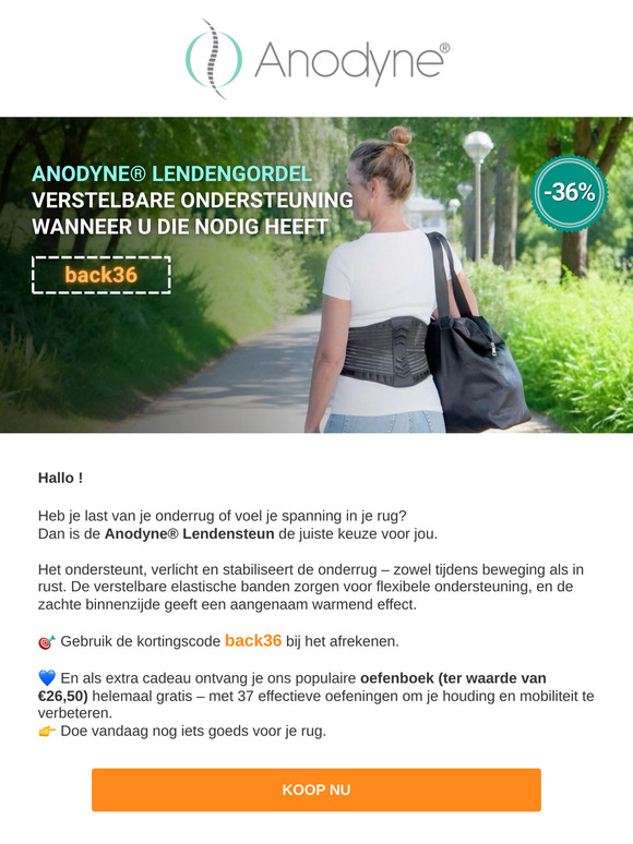 Ondersteuning voor je onderrug – nu 36% korting 💙