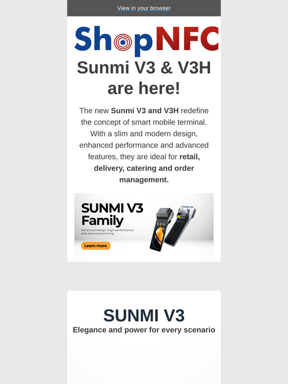 Discover the new Sunmi V3 and V3H on Shop NFC