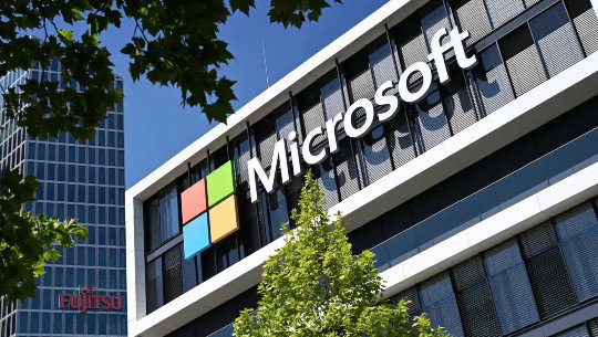 Microsoft's logo on an office building