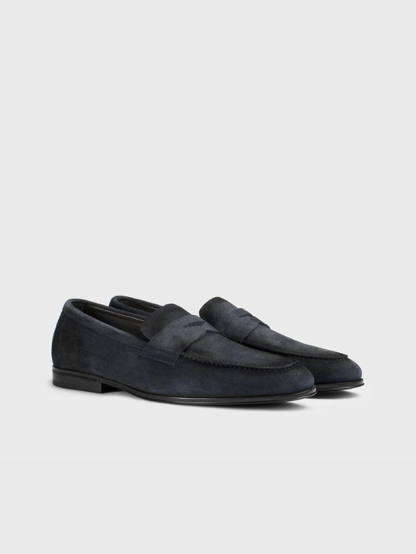 Mocassino in suede blu
