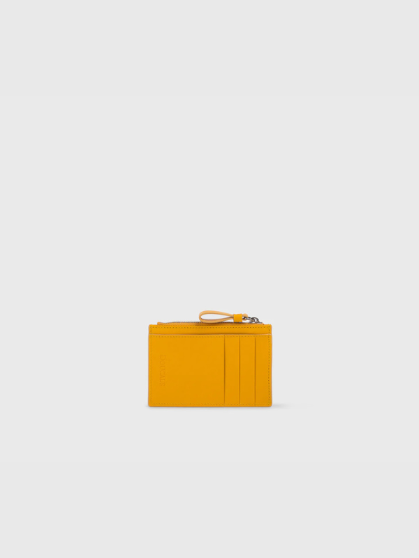 Porta carte e monete in pelle giallo
