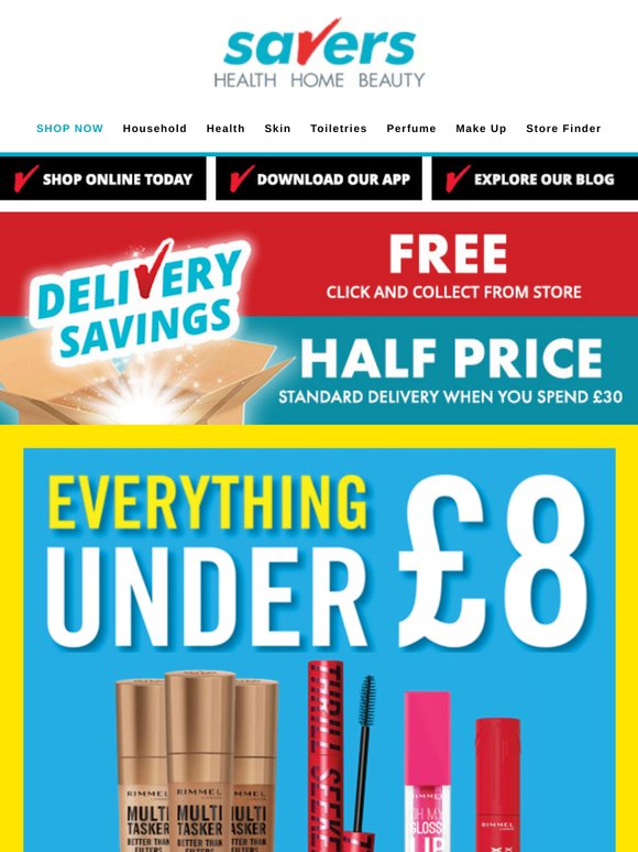 Everything under £8 on all Rimmel cosmetics!! 💄