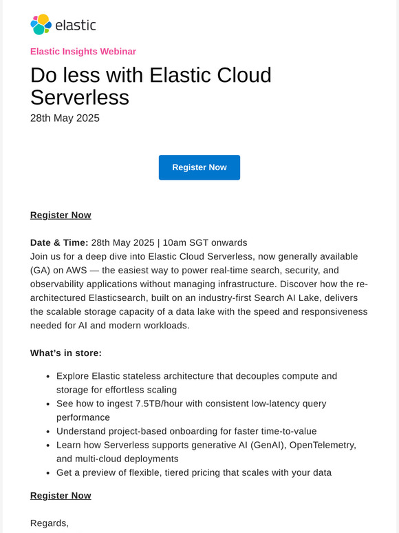Elastic Insights webinar: Do less with Elastic Cloud Serverless