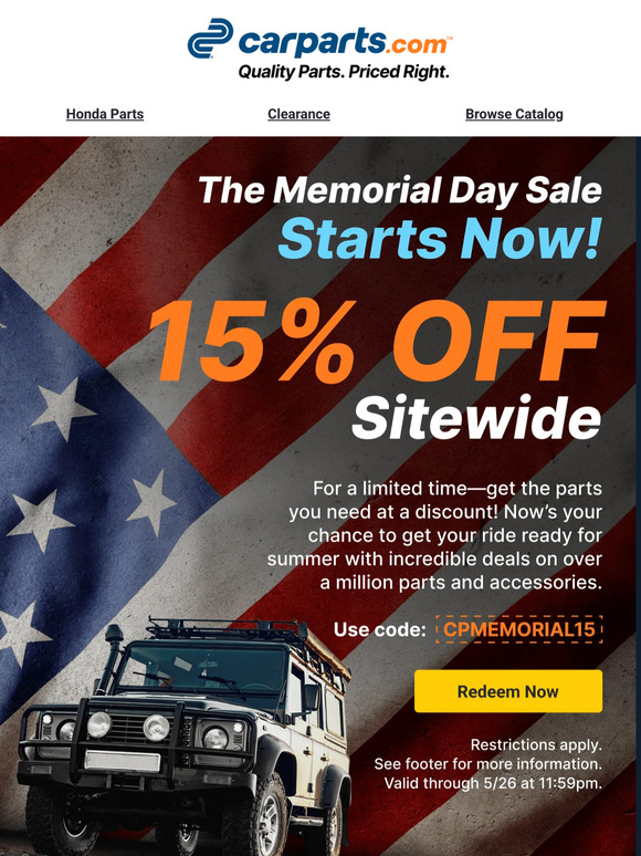 Memorial Day = 15% OFF Sitewide 🇺🇸