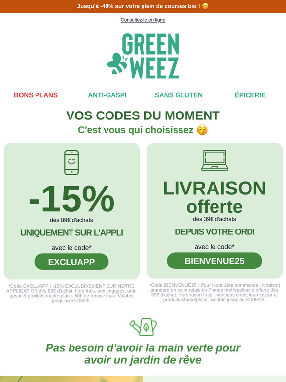 Jusqu’à -23% sur l’univers jardin 🌳