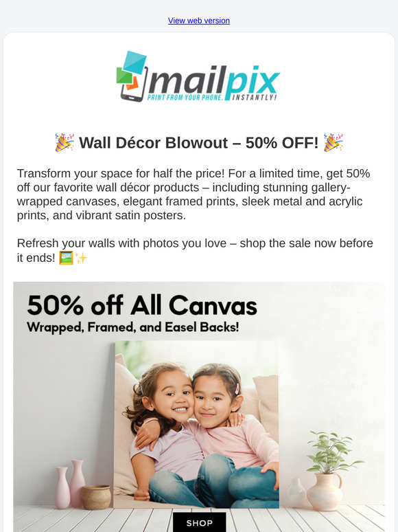 📸 Big Sale: 50% Off Gallery Wrapped Canvas Prints