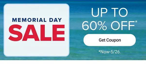 Memorial Day Sale, up to 60% off. Get coupon.