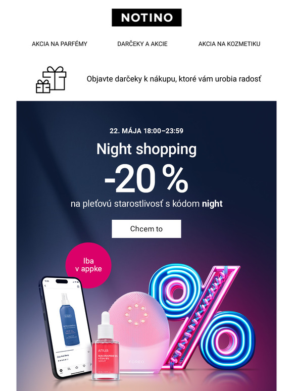 −20 % na pleťovú starostlivosť! Night shopping