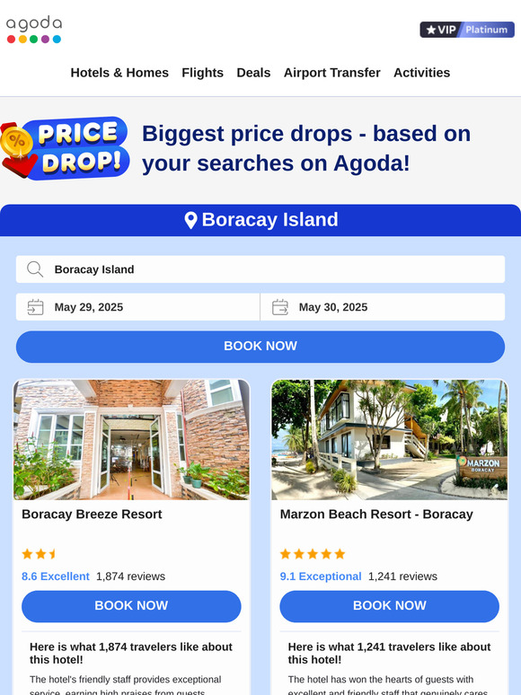 —, top price drops in Boracay Island, selected for you!