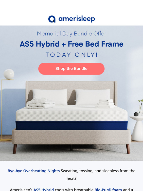 🛏️ Upgrade Your Comfort: AS5 Hybrid + Free Bed Frame, Today Only