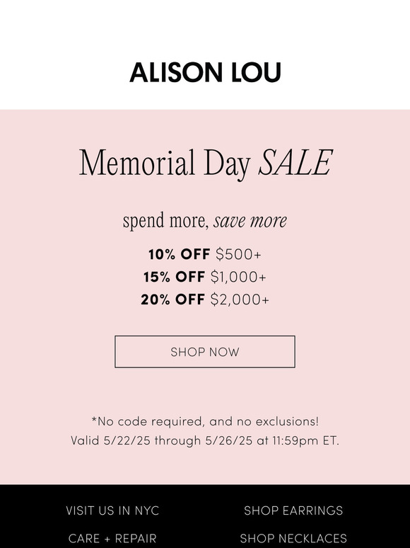 Memorial Day Sale: Up to 20% Off