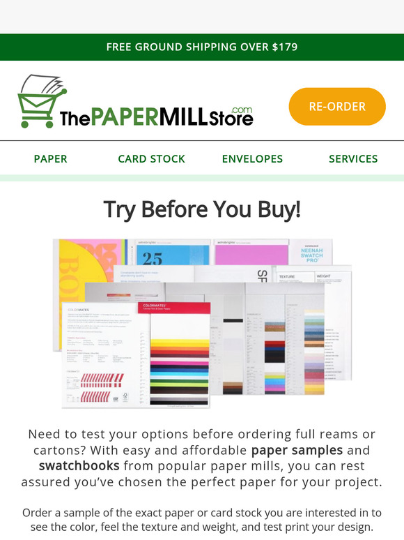 Paper Samples and Swatchbooks: Test Your Options with Free Shipping