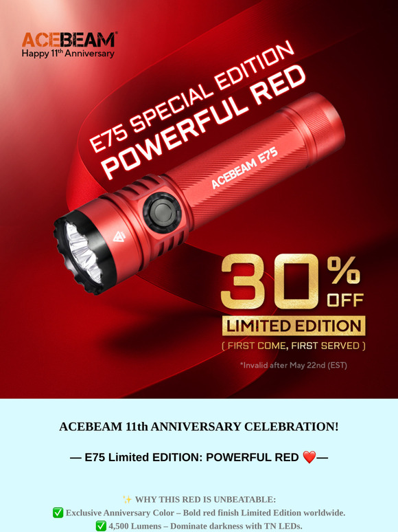 11th Anniv. Exclusive: E75 Powerful Red 30% OFF
