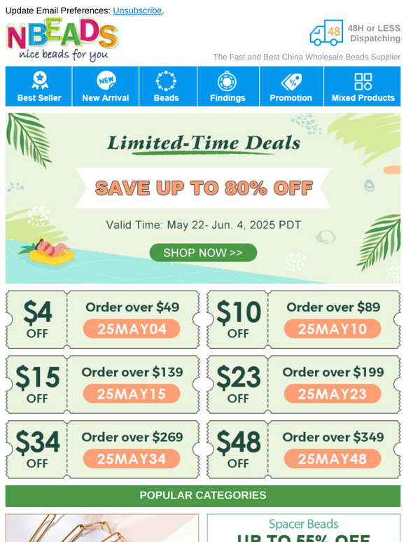 Why Wait? Enjoy a Little Discount Today! Save Up To 80% OFF