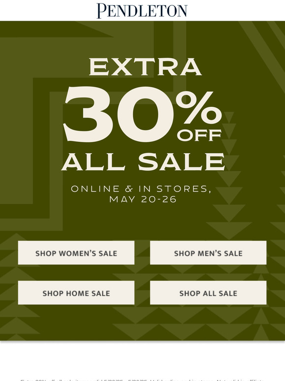 Extra 30% off all sale items, online & in stores