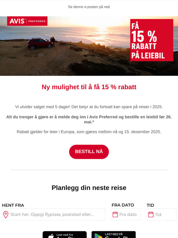 Salget er forlenget