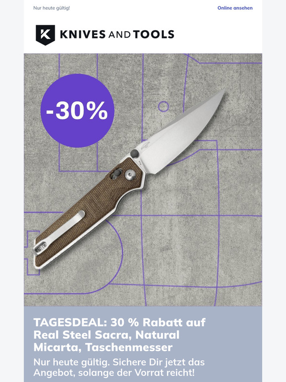 TAGESDEAL: 30 % Rabatt auf Real Steel Sacra, Natural Micarta, Taschenmesser