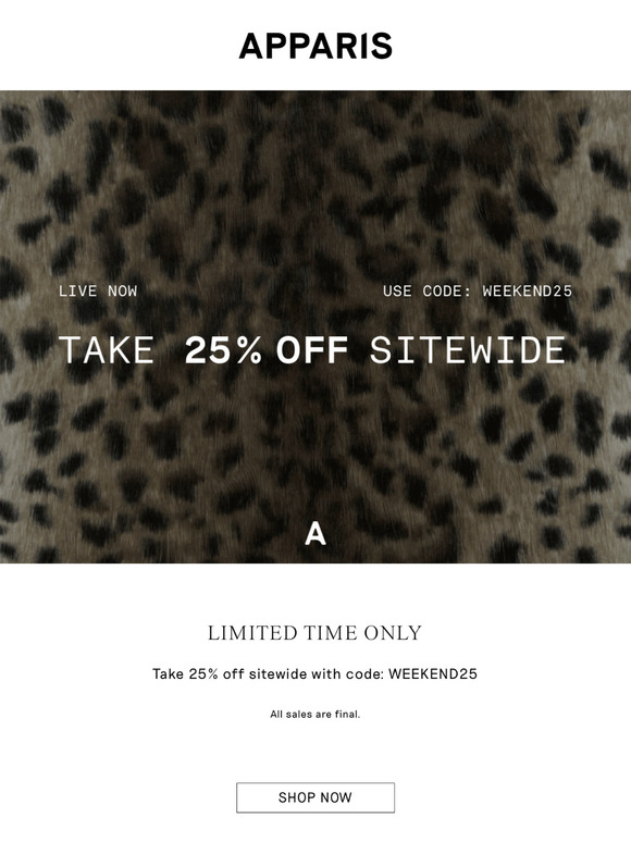 25% OFF SITEWIDE