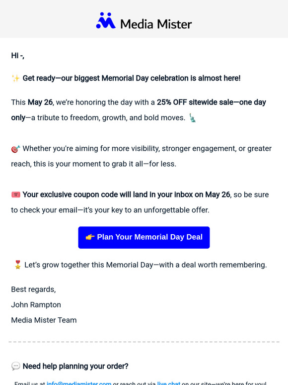 🎖️ Memorial Day Deal Awaits!