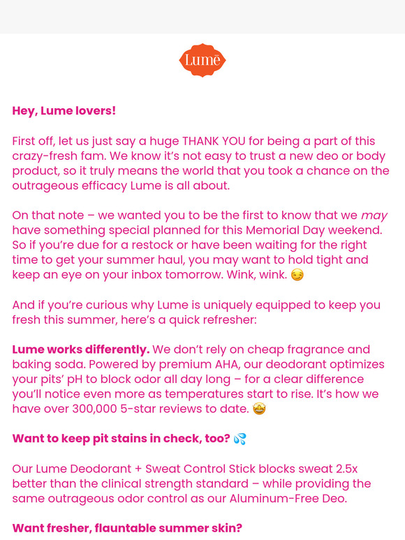 A letter from Team Lume 💌