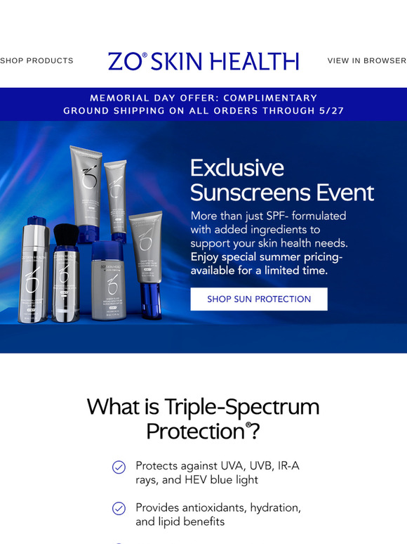 Special Summer Pricing on ZO® SPF