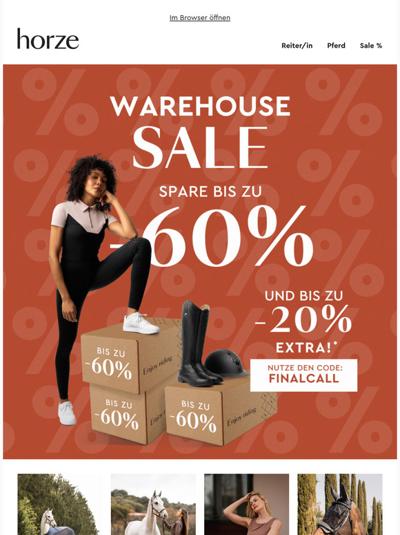 📦  Warehouse Sale! 🏷️ Bis zu -60% und spare zusätzlich bis zu -20%!