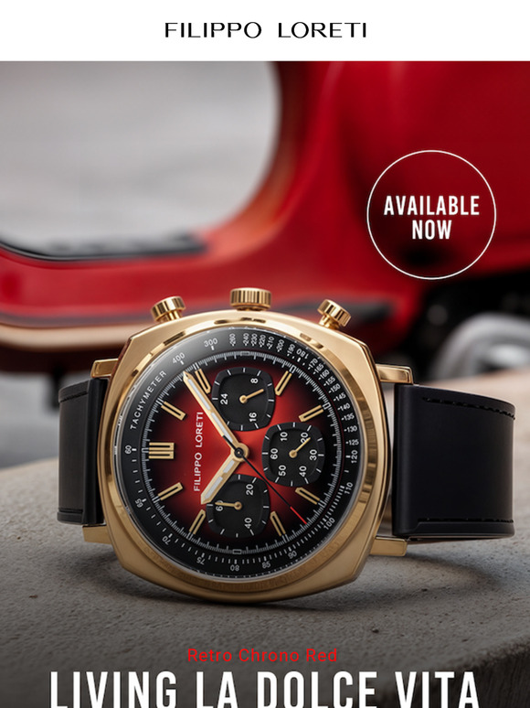 🚨 New Drop: Retro Chrono Red! Live La Dolce Vita 🇮🇹