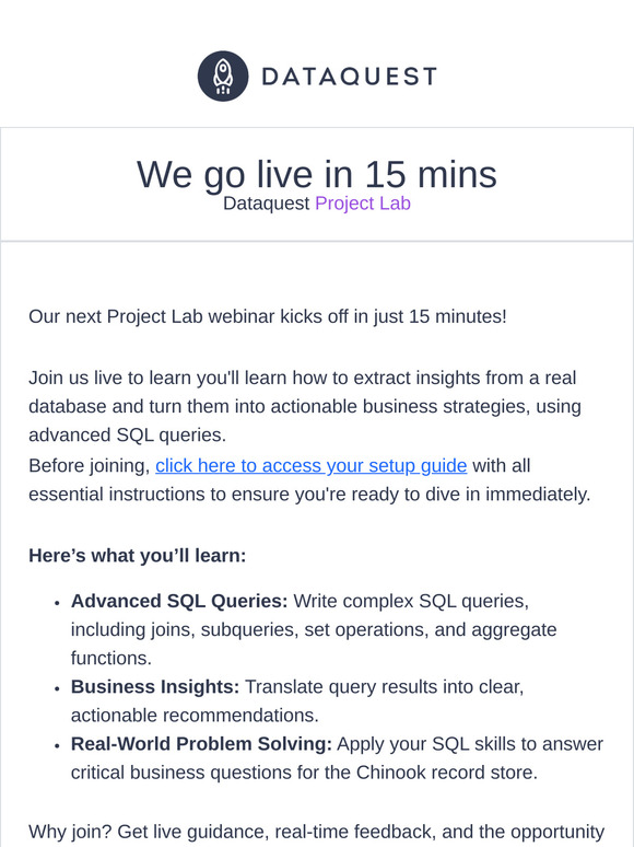 Dataquest Project Lab Starts In 15 Mins