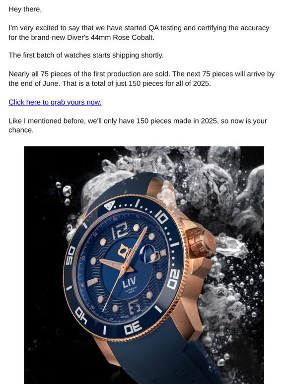 Shipping has started: Fusion Rose Diver