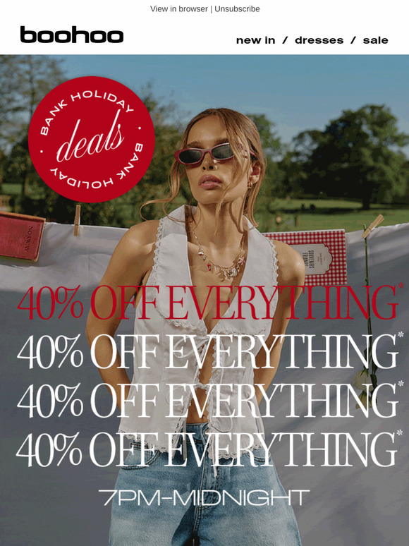 40% off everything for 5 hours only!