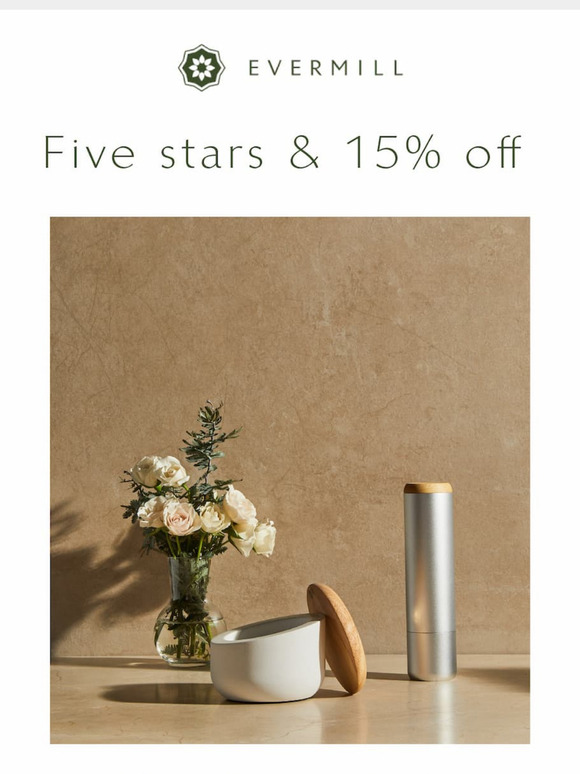 Five stars & 15% off...