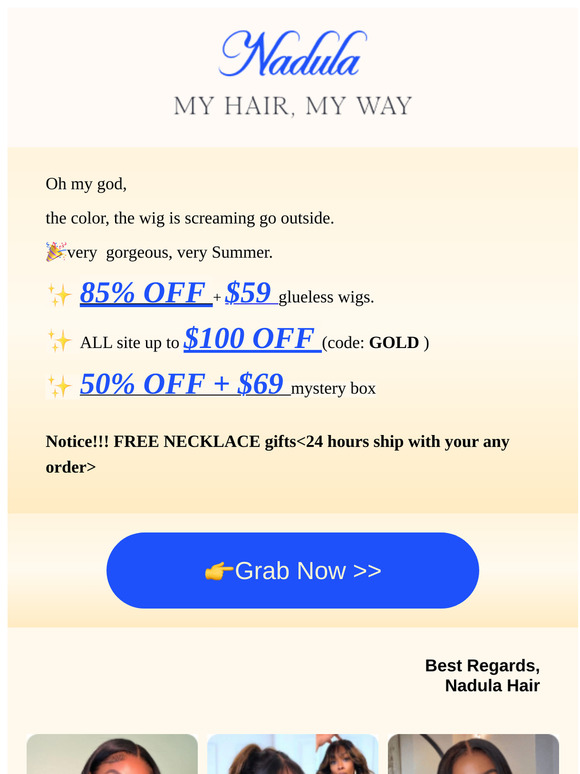 Your 85% OFF order + free necklace gifts is waiting....